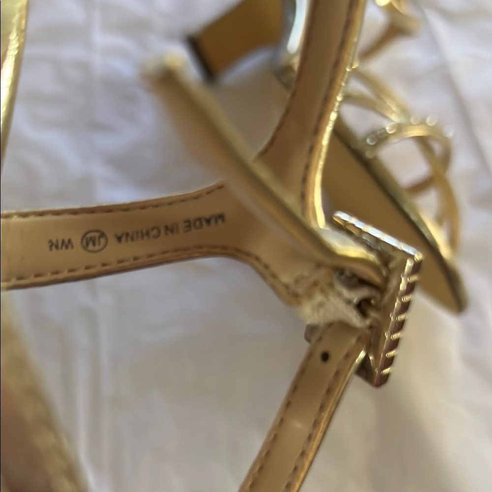Nina Gold Strappy Sandals Crystal embellishment - Picture 6 of 6